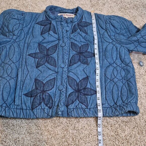 Free People Quinn Quilted Denim Jacket Size S - Picture 6 of 10